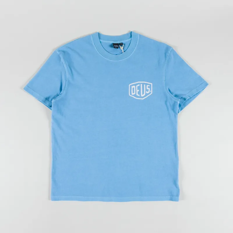 Deus Ex Machina Shield Garment Dyed T Shirt Blue