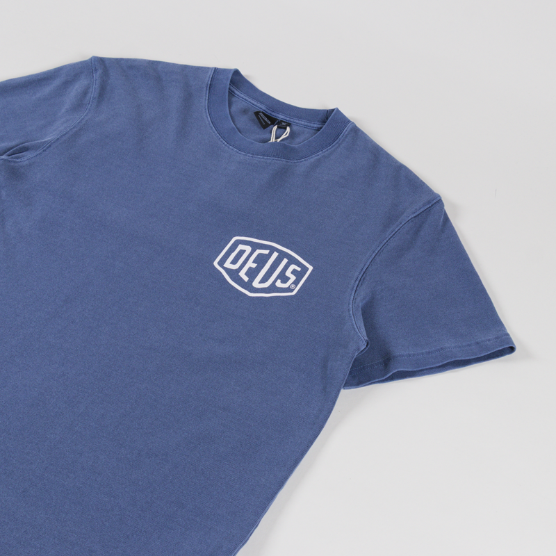 Deus Ex Machina Shield Garment Dyed T Shirt Mechanic Blue-1