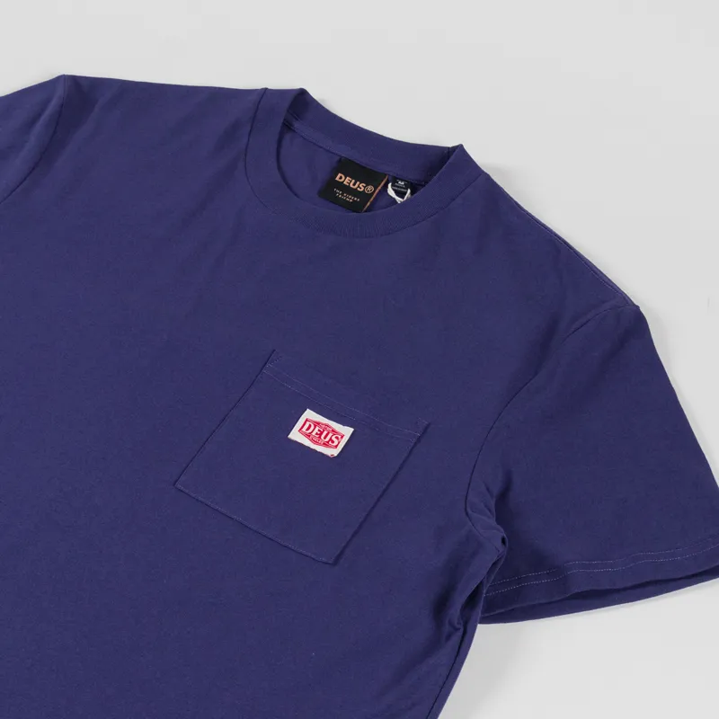 Deus Ex Machina Parts and Service Pocket T Shirt French Blue-1