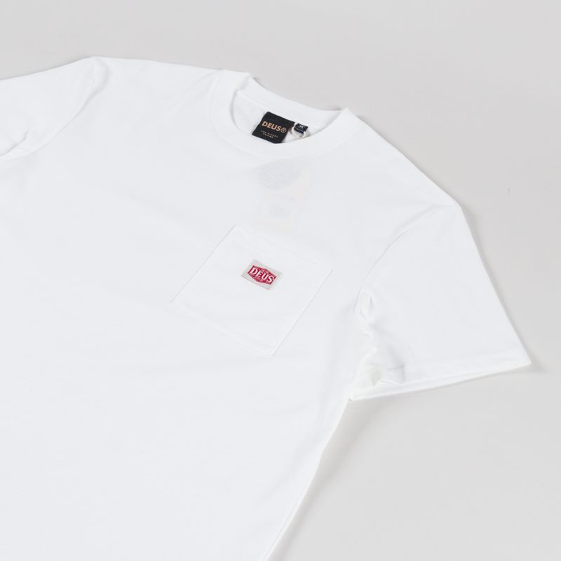 Deus Ex Machina Parts and Service Pocket T Shirt Vintage White-1