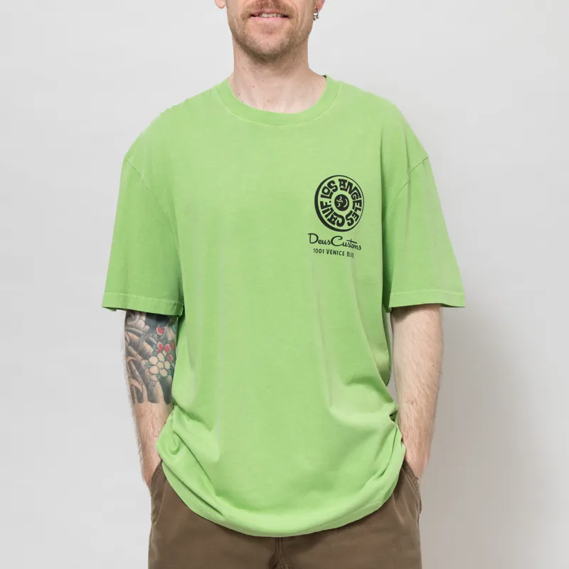 Deus Ex Machina Los Angeles Address T Shirt Parrot Green-2