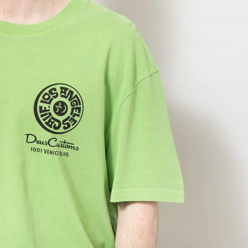 Deus Ex Machina Los Angeles Address T Shirt Parrot Green-6