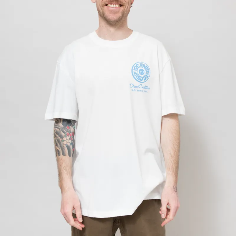 Deus Ex Machina Los Angeles Address T Shirt Vintage White-3