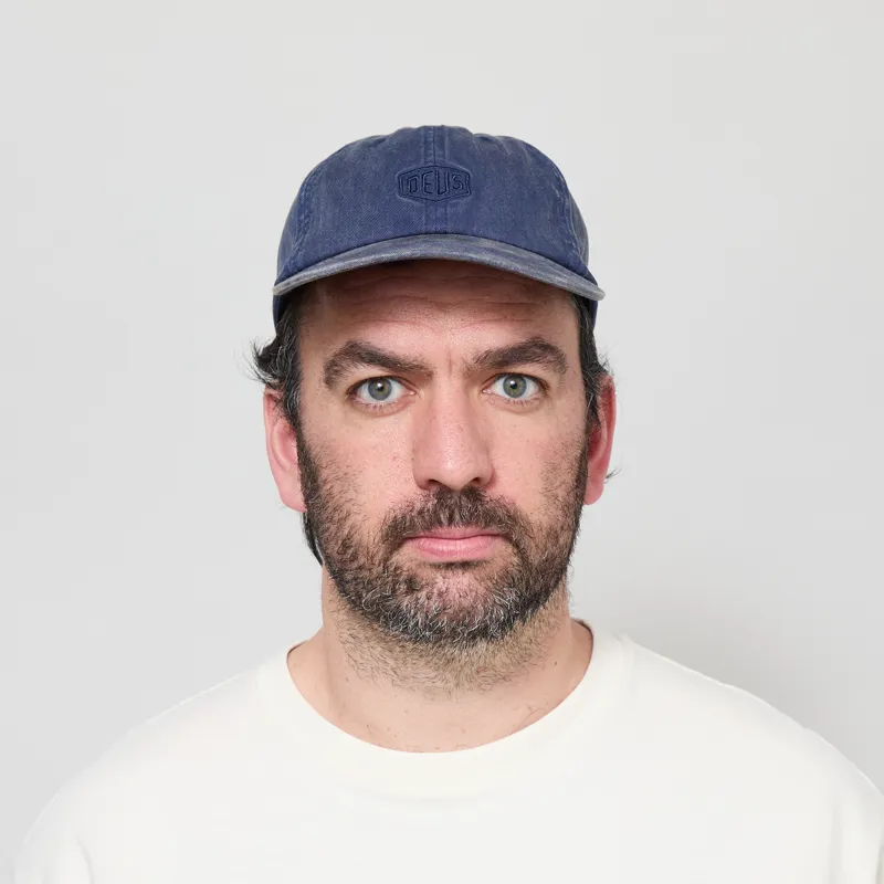 Deus Ex Machina Shield Garment Dyed Dad Cap Mechanic Blue-1