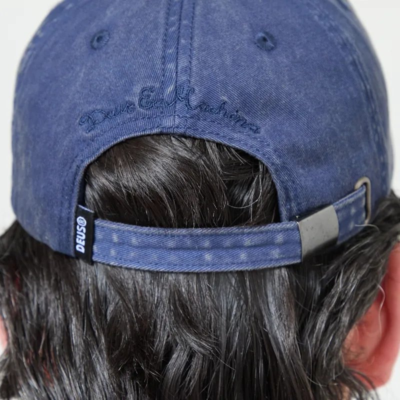 Deus Ex Machina Shield Garment Dyed Dad Cap Mechanic Blue-4