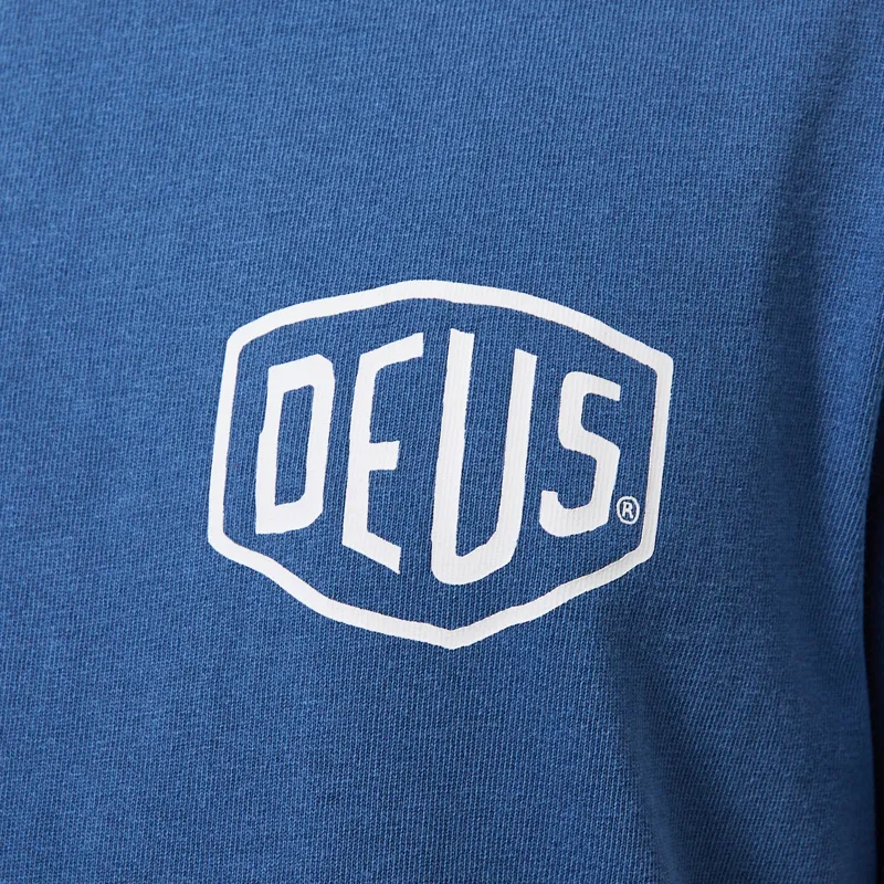 Deus Ex Machina Shield Garment Dyed T Shirt Mechanic Blue-4