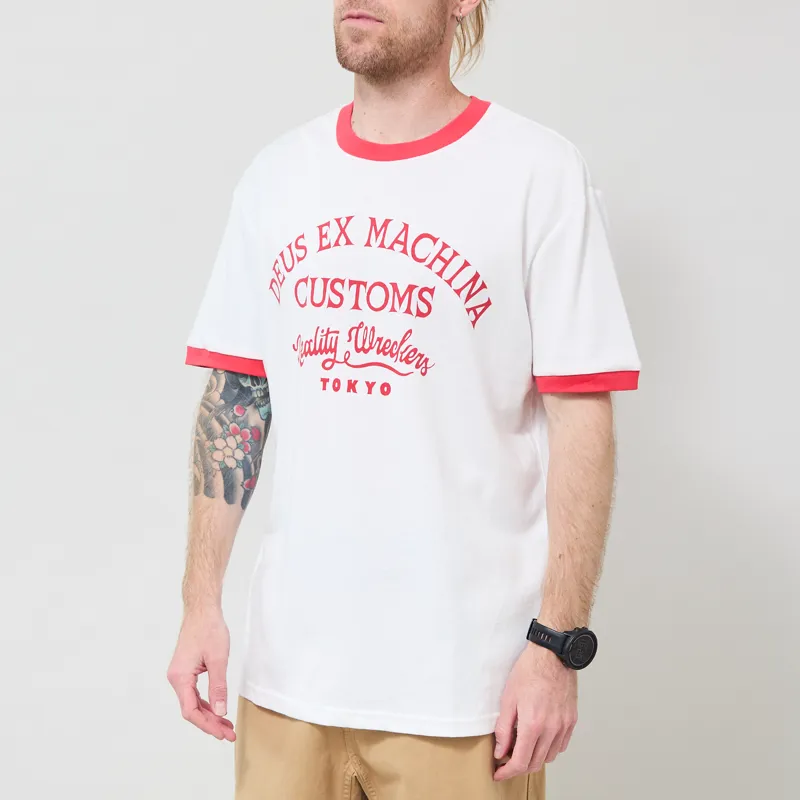 Deus Ex Machina Marsden Ringer T Shirt Vintage White-1