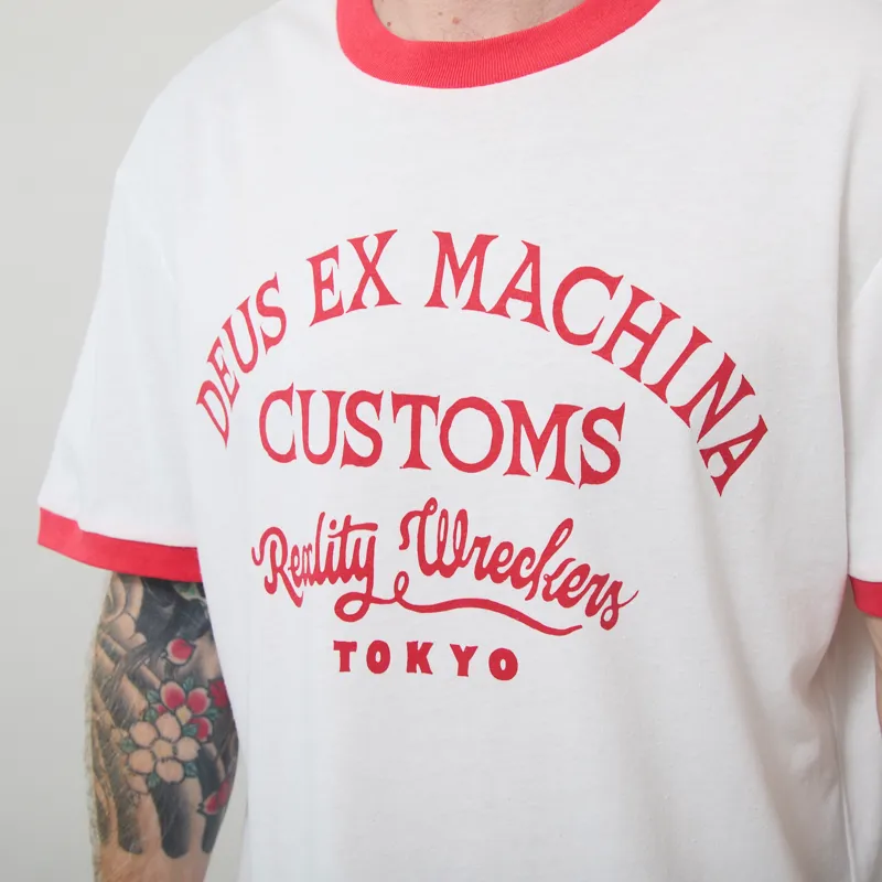 Deus Ex Machina Marsden Ringer T Shirt Vintage White-4