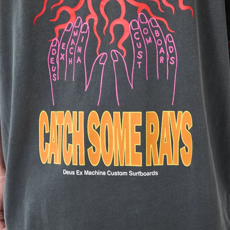 Deus Ex Machina Catchin Rays T Shirt Anthracite Grey-6