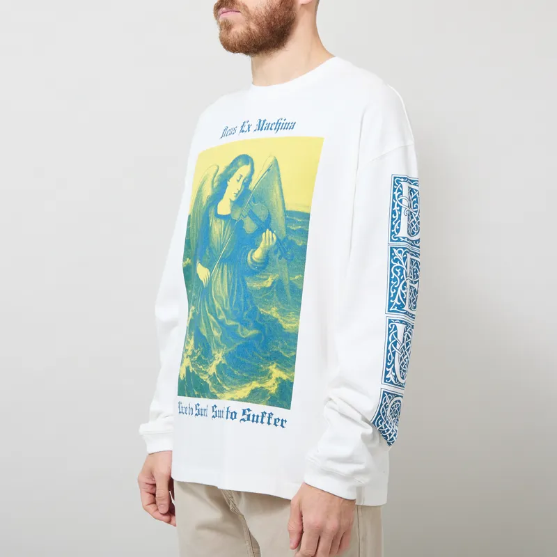 Deus Ex Machina Swell Maps Oversized Long Sleeve T Shirt Vintage White-1