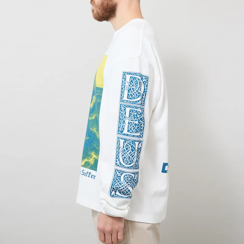 Deus Ex Machina Swell Maps Oversized Long Sleeve T Shirt Vintage White-2