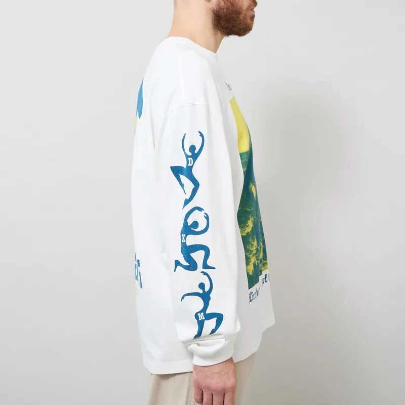 Deus Ex Machina Swell Maps Oversized Long Sleeve T Shirt Vintage White-4