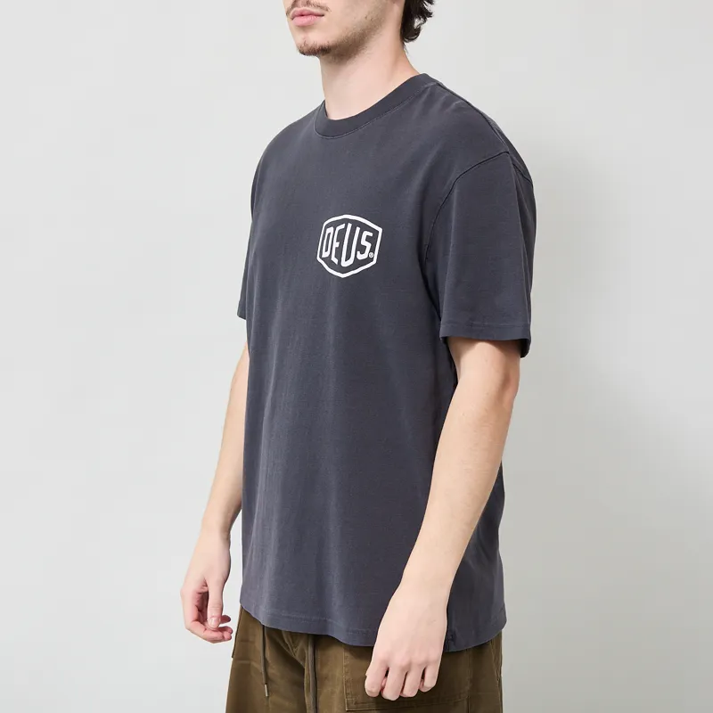 Deus Ex Machina Shield Garment Dyed T Shirt Black-1