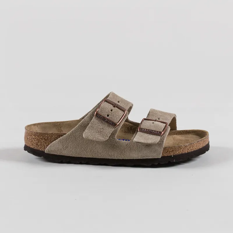 Birkenstock Womens Arizona Soft Footbed Suede Leather Narrow Fit Sandals Taupe-2
