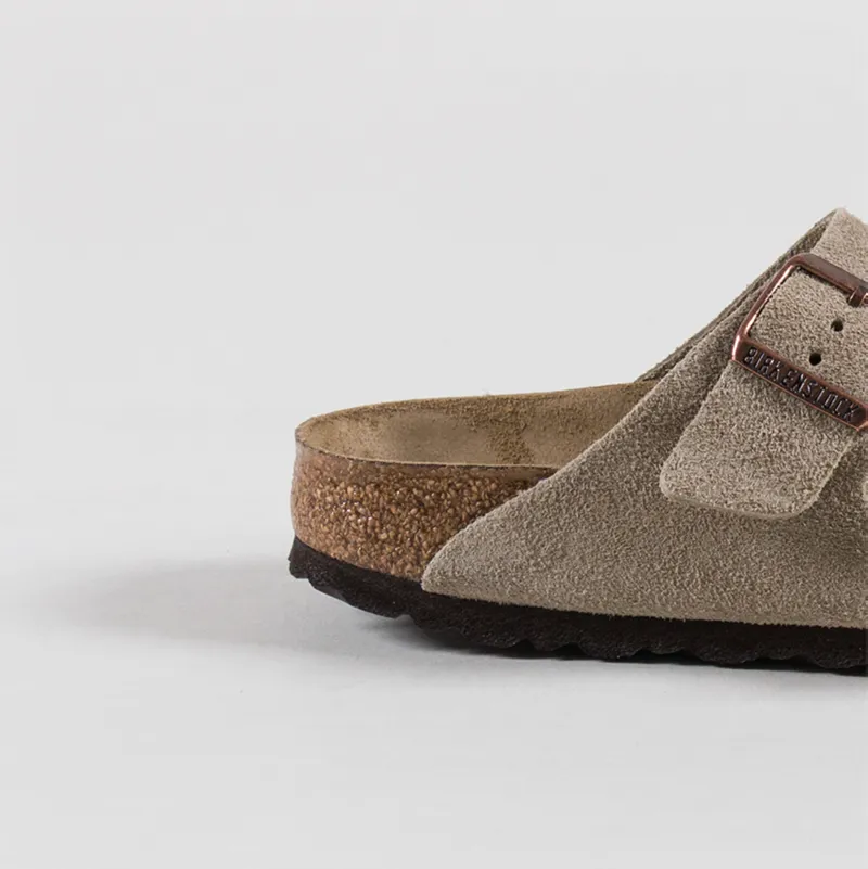 Birkenstock Womens Arizona Soft Footbed Suede Leather Narrow Fit Sandals Taupe-4