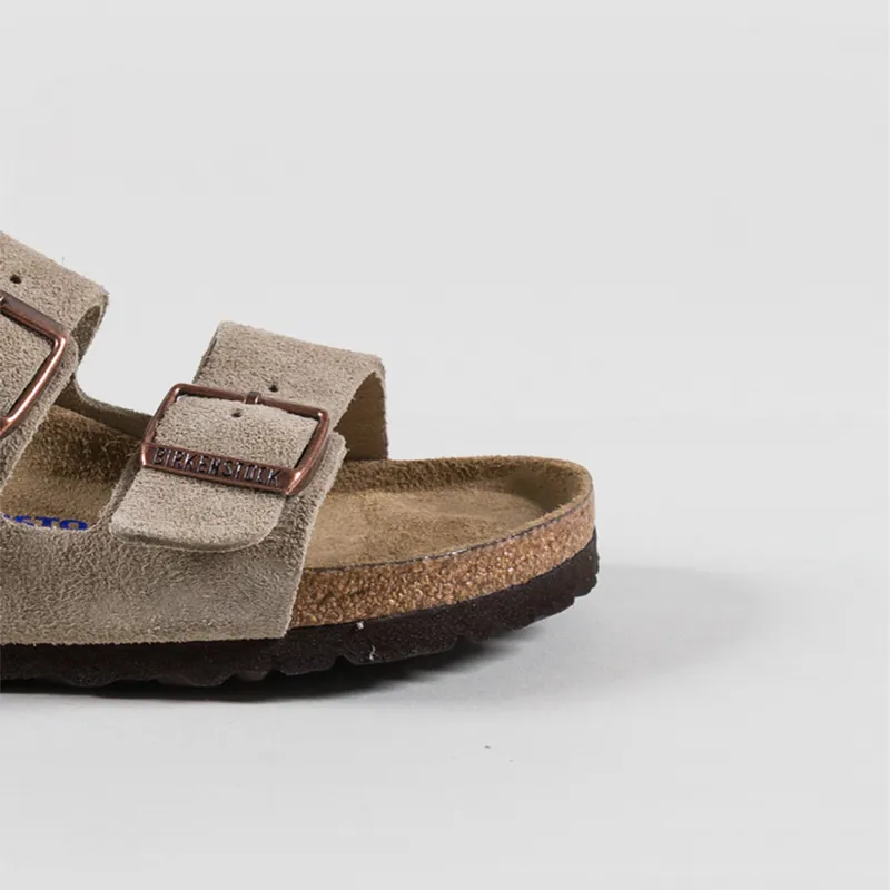 Birkenstock Womens Arizona Soft Footbed Suede Leather Narrow Fit Sandals Taupe-5
