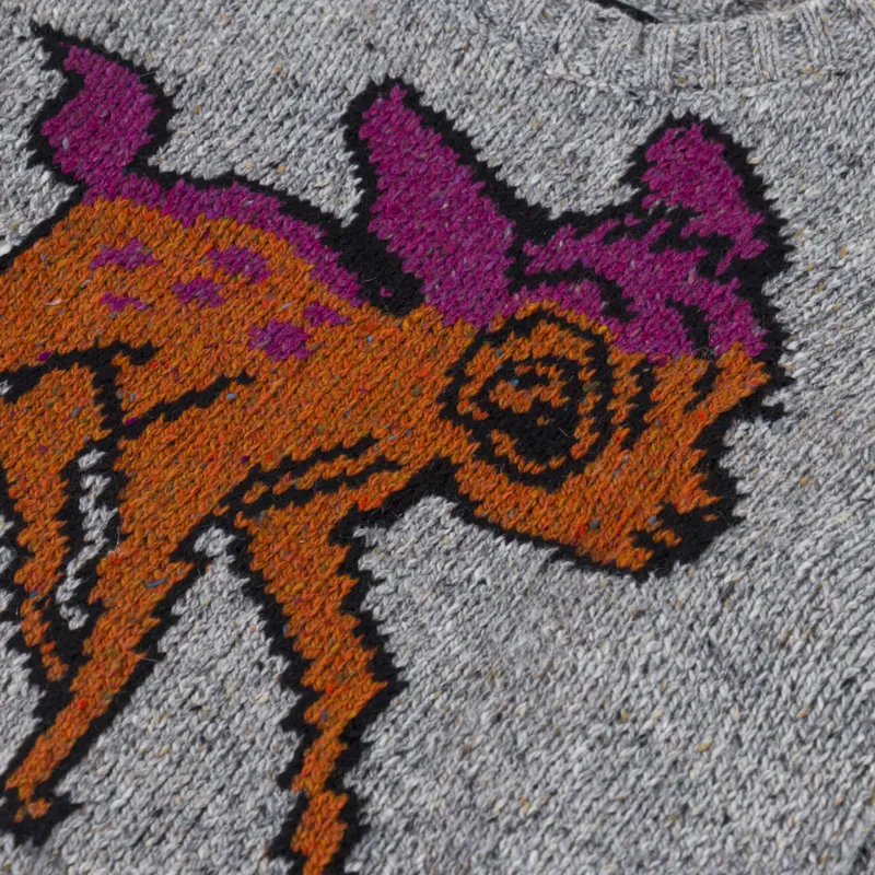 Howlin' Womens Acid Deer With Flowers Knit Jumper Grey-8