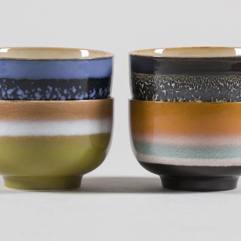 HKLIVING 70s Ceramics Noodle Bowls Groovy 4 Pack-1