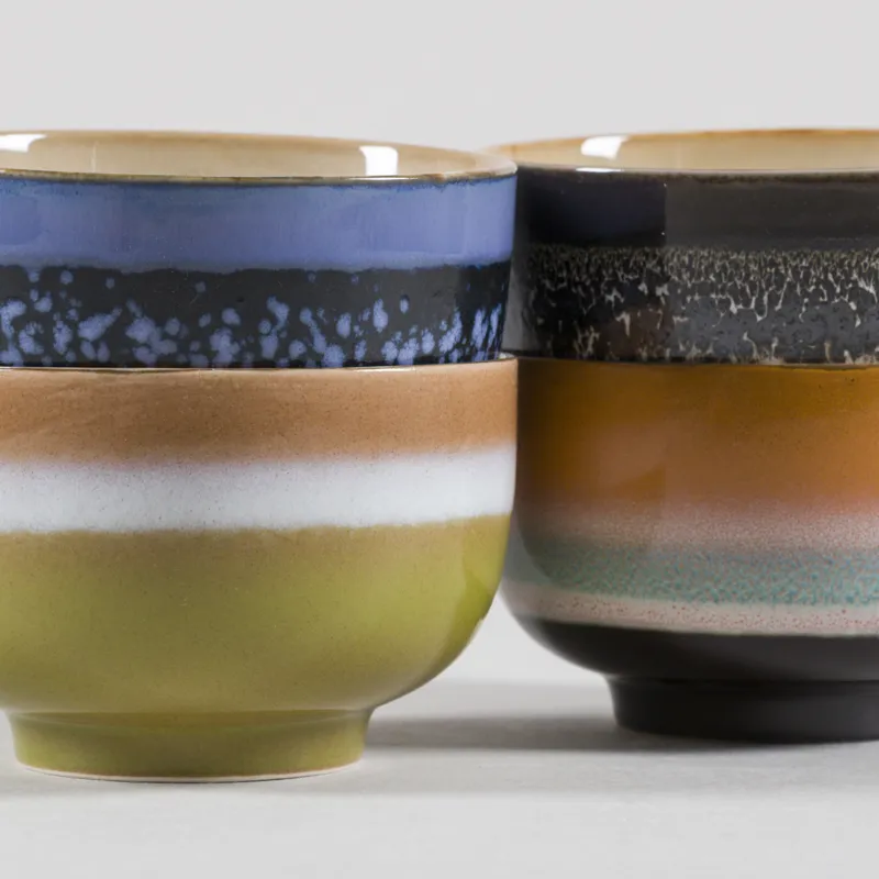 HKLIVING 70s Ceramics Noodle Bowls Groovy 4 Pack-2