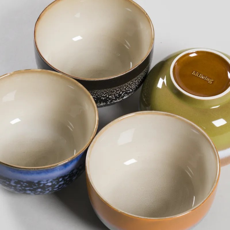 HKLIVING 70s Ceramics Noodle Bowls Groovy 4 Pack-3