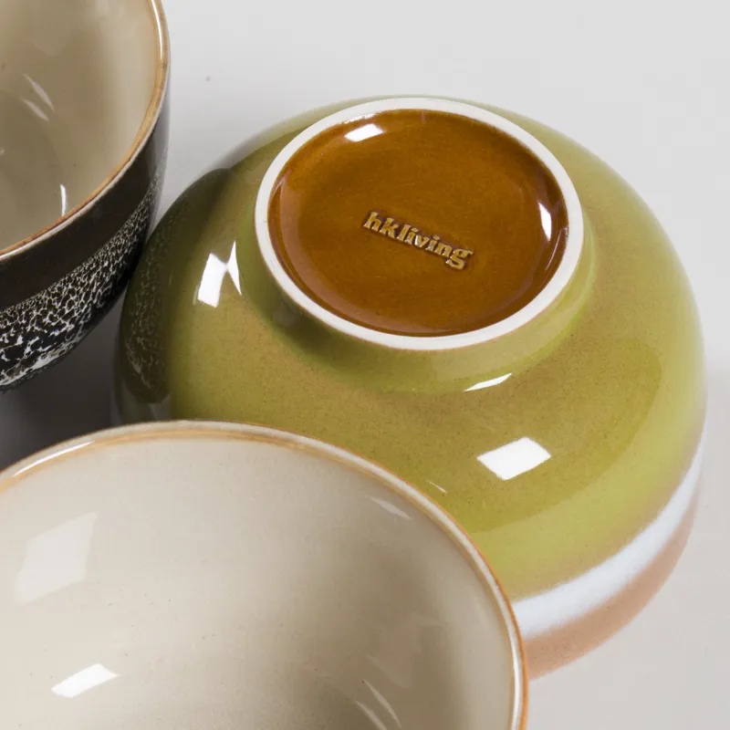 HKLIVING 70s Ceramics Noodle Bowls Groovy 4 Pack-4