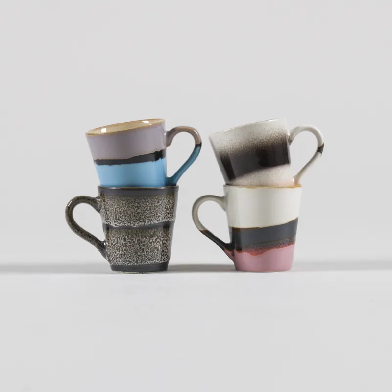HKLIVING 70s Ceramics Espresso Mugs Funky 4 Pack