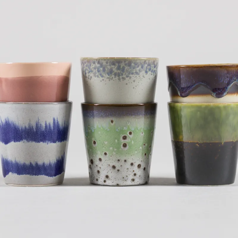 HKLIVING 70s Ceramics Coffee Mugs Valley Grounding 6 Pack-1