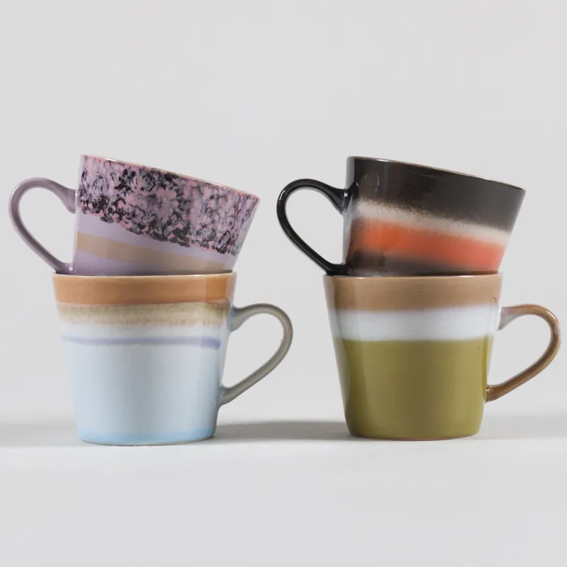 HKLIVING 70s Ceramics Cappuccino Mugs Solid 4 Pack-1