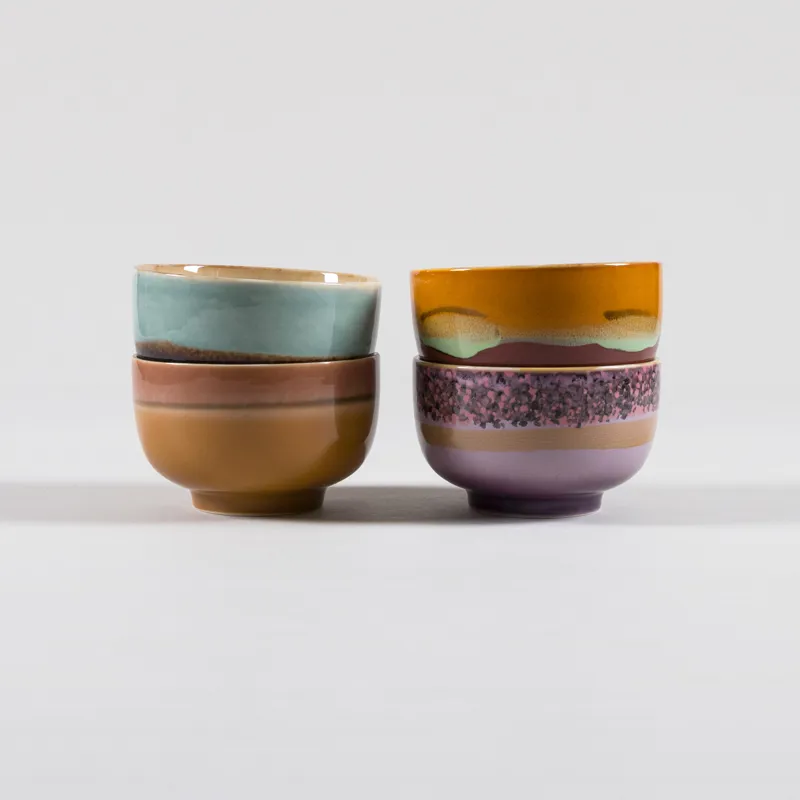 HKLIVING 70s Ceramics Noodle Bowls Geyser 4 Pack