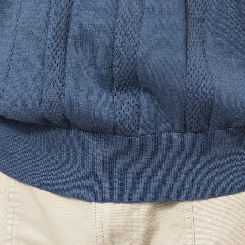 Far Afield Clifford Open Knit Polo Blue-5