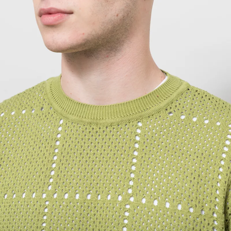 Far Afield Crochet Crewneck Jumper Green-3