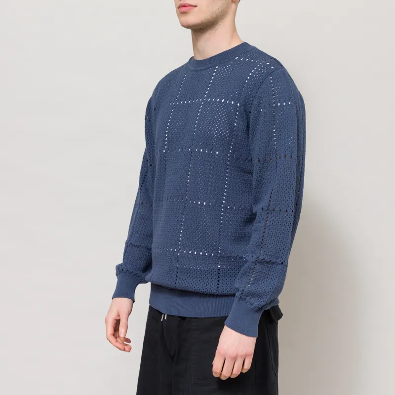 Far Afield Crochet Crewneck Jumper Blue-1