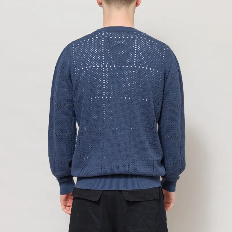 Far Afield Crochet Crewneck Jumper Blue-2