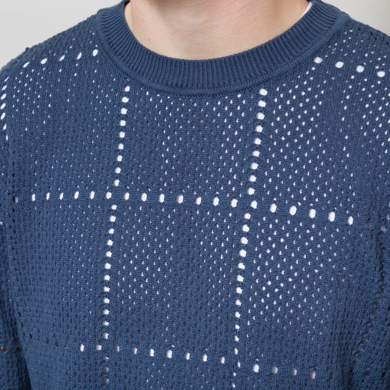 Far Afield Crochet Crewneck Jumper Blue-3