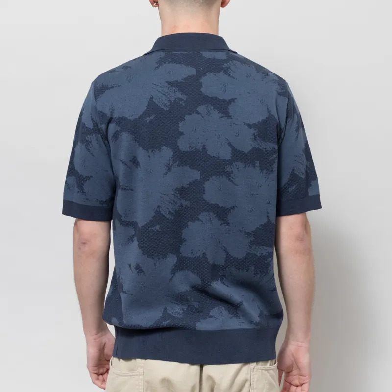 Far Afield Zigger Pixel Flower Knit Shirt Navy-2