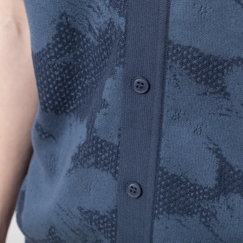 Far Afield Zigger Pixel Flower Knit Shirt Navy-6