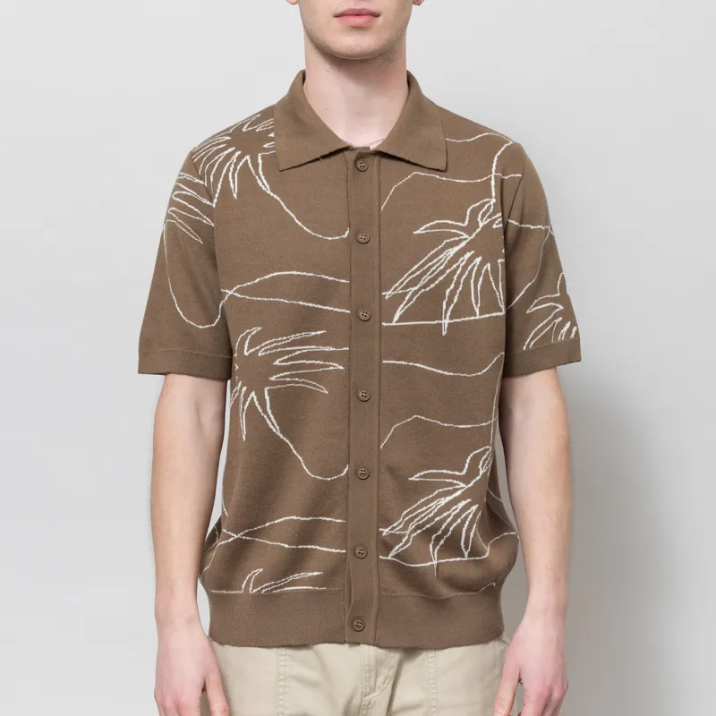 Far Afield Zigger Palm Knit Shirt Brown
