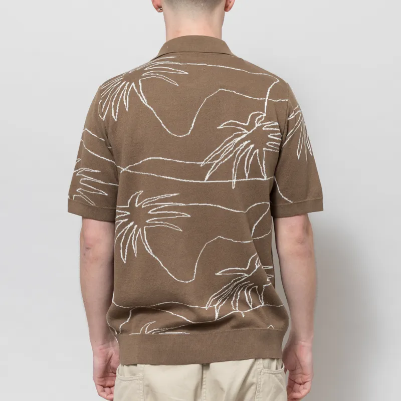 Far Afield Zigger Palm Knit Shirt Brown-2