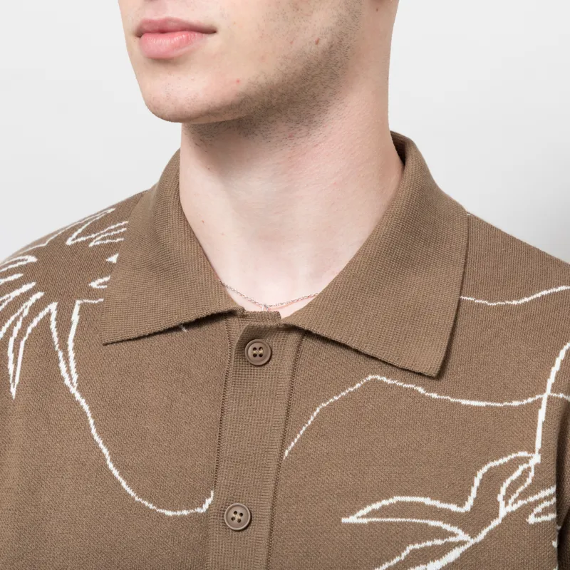 Far Afield Zigger Palm Knit Shirt Brown-3