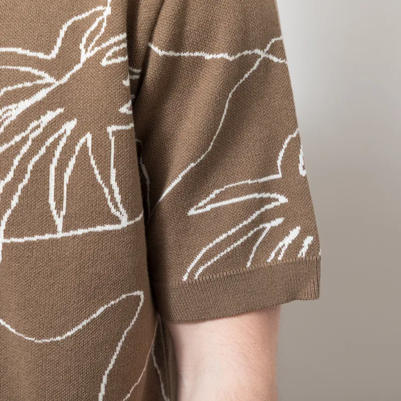 Far Afield Zigger Palm Knit Shirt Brown-4