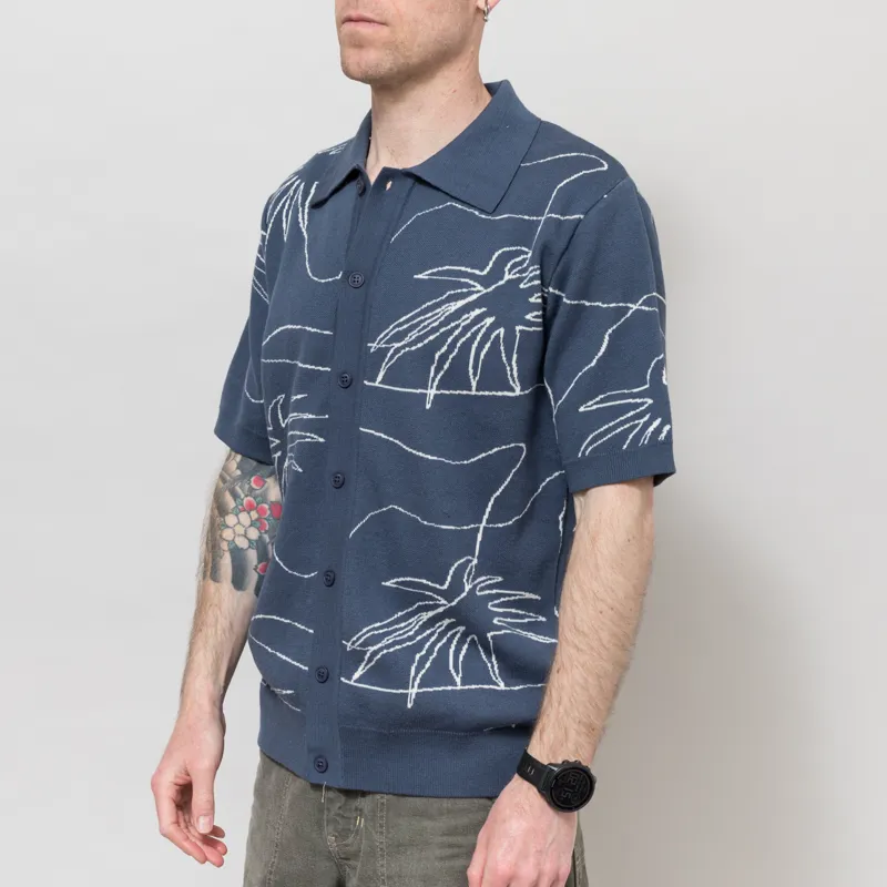 Far Afield Zigger Palm Knit Shirt Blue-1