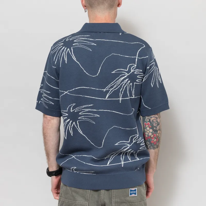 Far Afield Zigger Palm Knit Shirt Blue-2