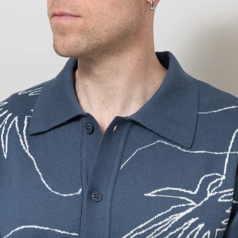 Far Afield Zigger Palm Knit Shirt Blue-3