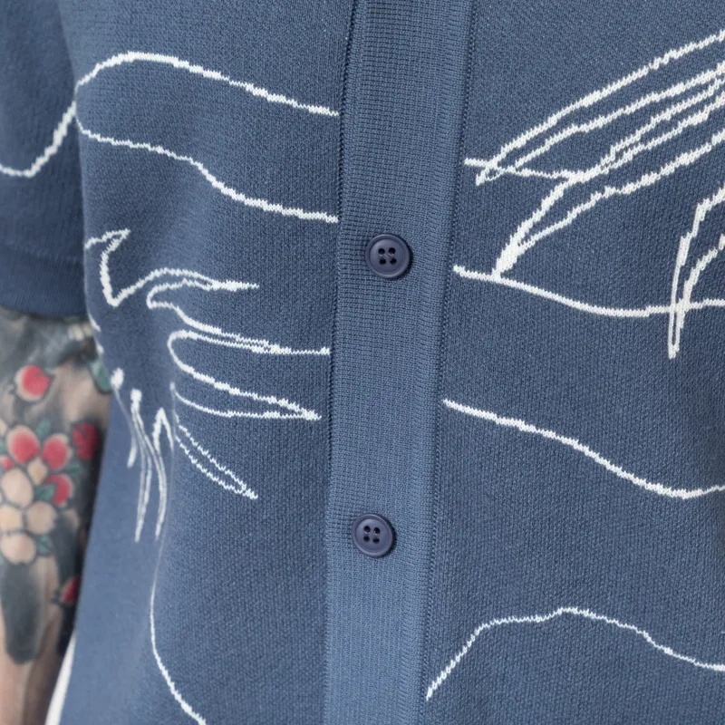 Far Afield Zigger Palm Knit Shirt Blue-4