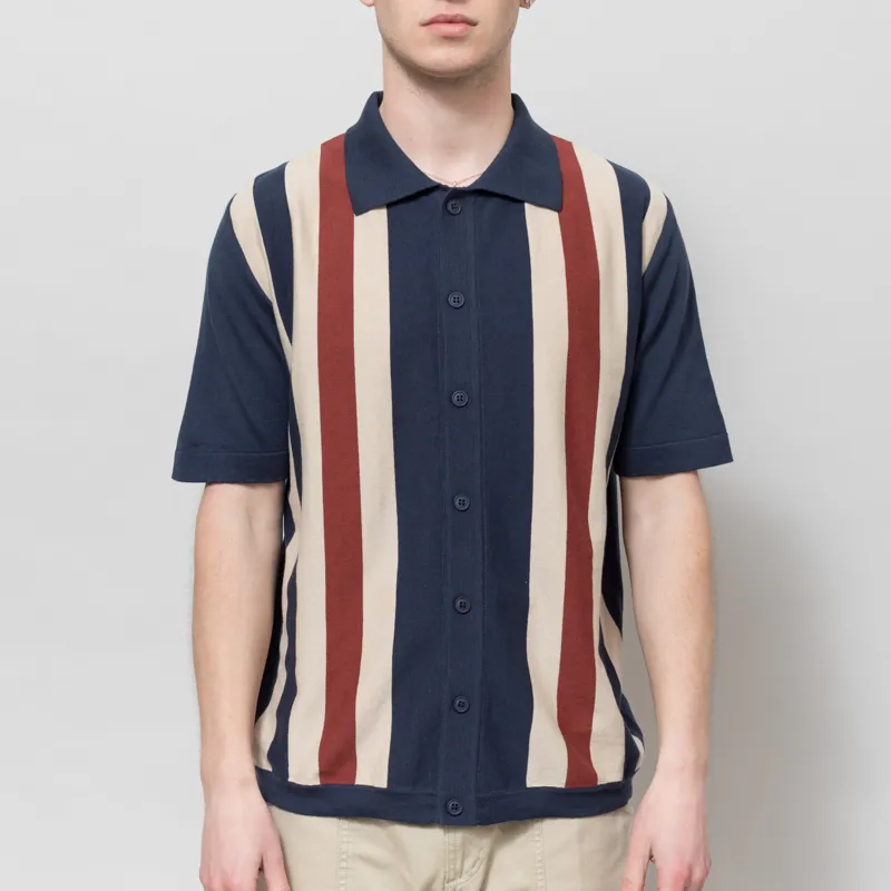 Far Afield Velzy Simple Stripe Knit Shirt Navy