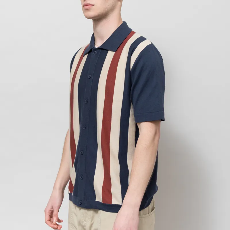 Far Afield Velzy Simple Stripe Knit Shirt Navy-1