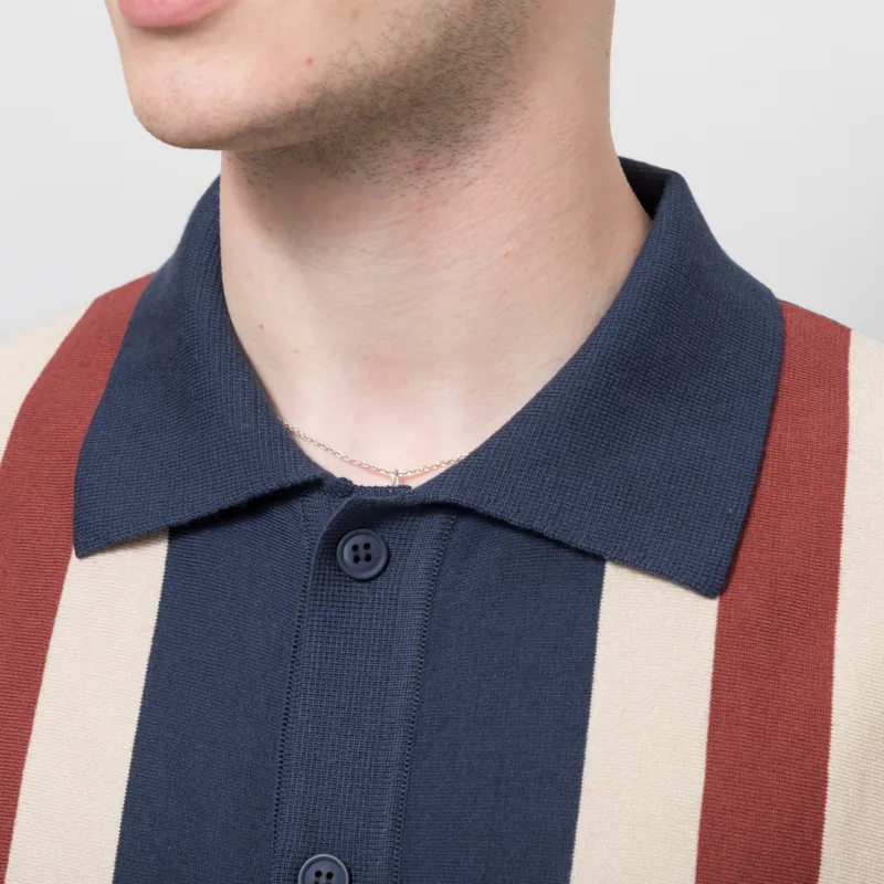 Far Afield Velzy Simple Stripe Knit Shirt Navy-4