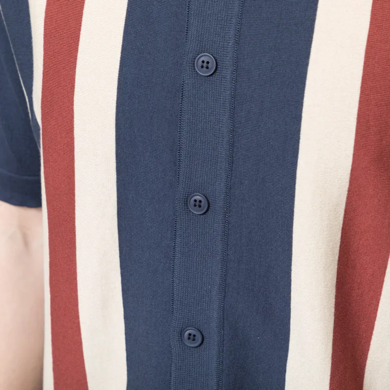 Far Afield Velzy Simple Stripe Knit Shirt Navy-5