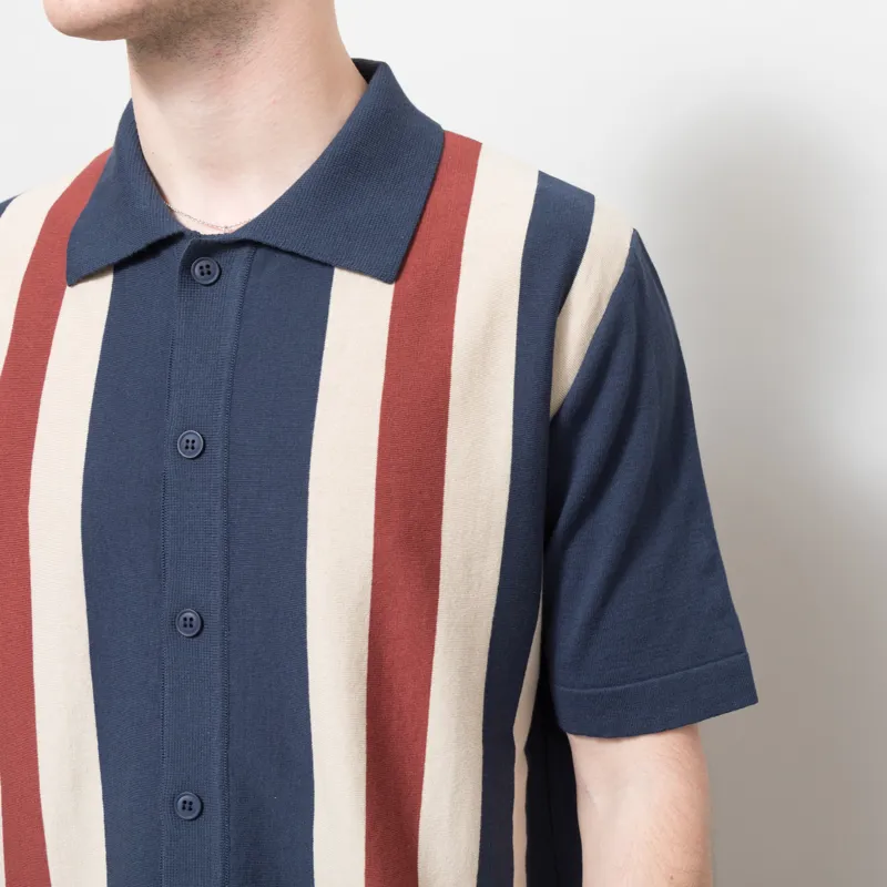 Far Afield Velzy Simple Stripe Knit Shirt Navy-3