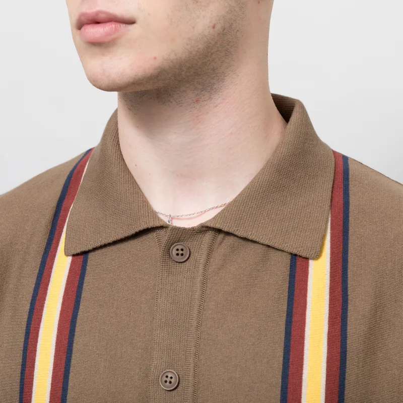 Far Afield Velzy Simple Stripe Knit Shirt Brown-3